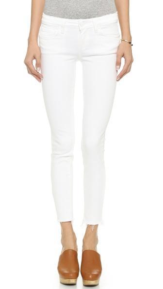 Paige Denim Verdugo Ankle Jeans With Raw Hem - Distressed Optic White