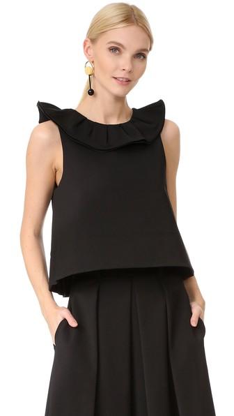 Tibi Agathe V Back Ruffle Top