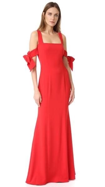 Badgley Mischka Collection Bow Sleeve Gown