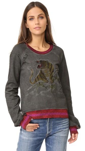 Pam Gela Embroidered Crew Neck Sweatshirt