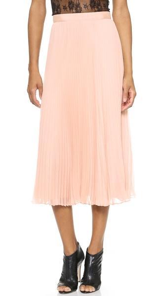 Alice + Olivia Pleated Midi Skirt - Rose Quartz