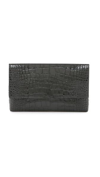 Vince Croc Embossed Clutch - Black