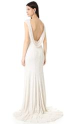 Theia Hayden Cap Sleeve Cowl Back Gown