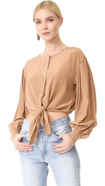 Robert Rodriguez Silk Tie Front Blouse