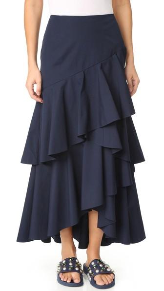 Alice Olivia Martina Asymmetrical High Low Ruffle Skirt