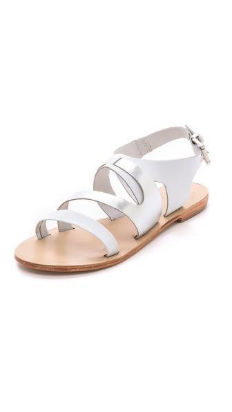 Sol Sana Asha Cross Strap Flat Sandals - White/silver