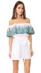 Mara Hoffman Embroidered Off Shoulder Romper