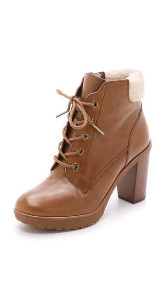 Michael Michael Kors Kim Lace Up Booties - Dark Caramel