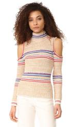 Whistles Stripe Chunky Knit Cold Shoulder Sweater