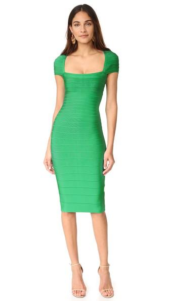 Herve Leger Margot Cap Sleeve Dress