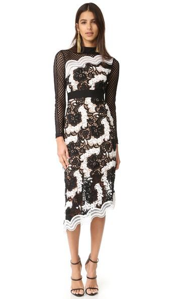 Self Portrait Asymmetrical Midi Dress