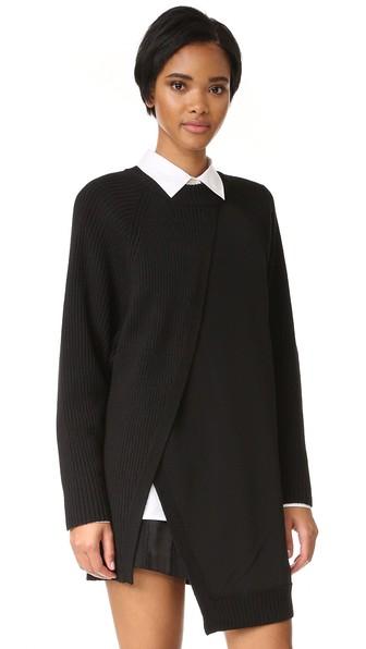 Dkny Crew Neck Rib Tunic With Combo Panel