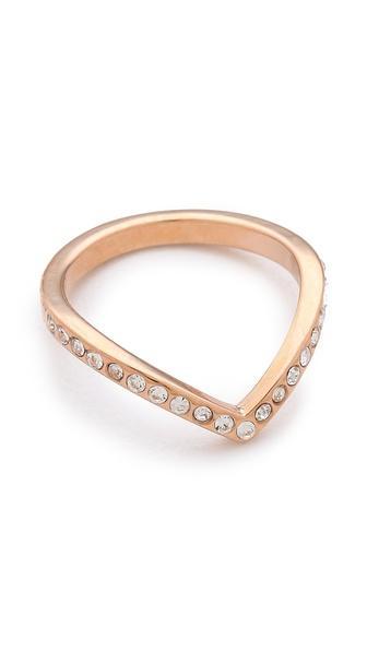 Vita Fede Mini Crystal V Ring - Rose Gold/clear