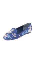 Tory Burch Embroidered Floral Smoking Slippers