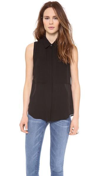 Theory Duria Sleeveless Top - Black