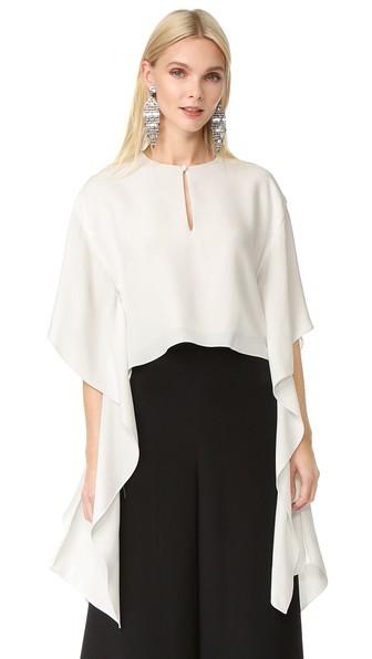 Monique Lhuillier Flutter Sleeve Top