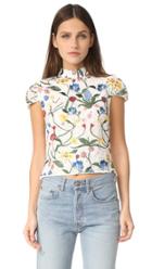 Alice Olivia Viktoria Embroidered High Neck Top