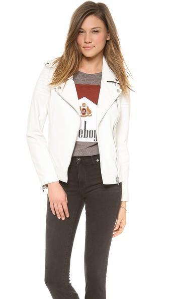 Bb Dakota Dakota Collective Lenix Leather Moto Jacket - Dirty White