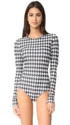 Cover Houndstooth Long Sleeve Swimsuit
