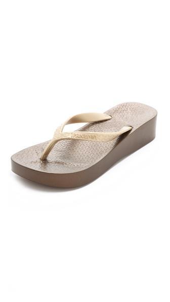Ipanema Wedge Flip Flops - Bronze/gold