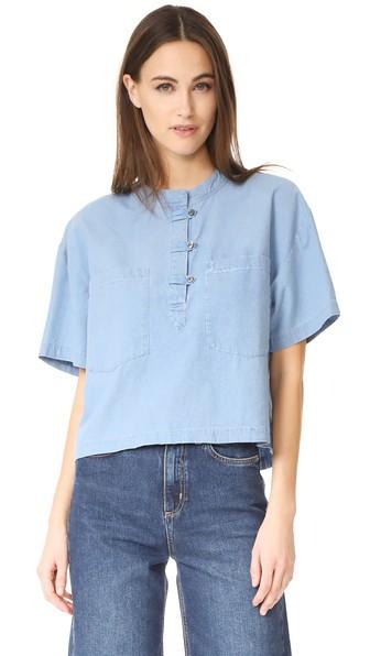 Derek Lam 10 Crosby Collarless Henley Shirt