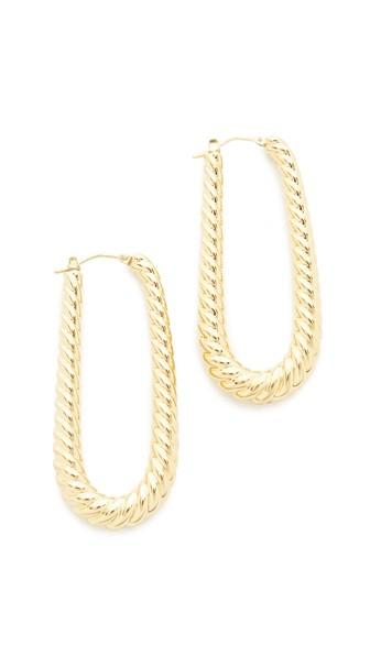 Soave Oro Elongated Ribbed Hoop Earrings