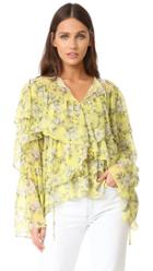 Robert Rodriguez Floral Printed Ruffle Top