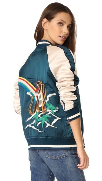 Pam Gela Embroidered Bomber Jacket