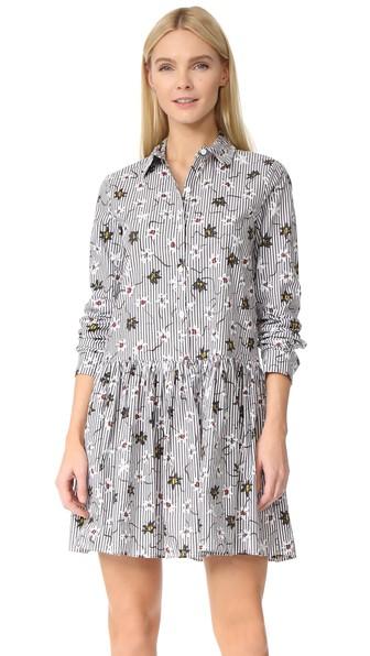 Opening Ceremony Lily Stripe Drop Ruffle Shirtdress