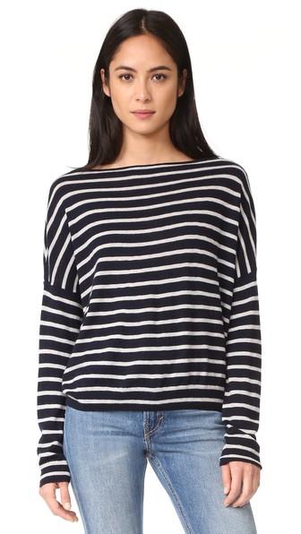 Vince Skinny Stripe Boatneck Sweater