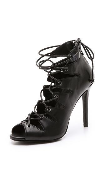 Schutz Slate Lace Up Booties - Black
