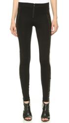 Alice Olivia Front Zip Leggings With Leather Panels