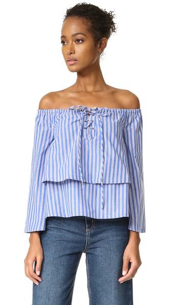 J O A Stripe Shirting Blouse