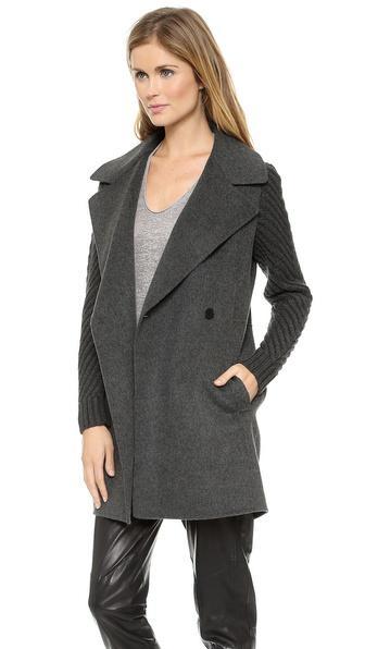 Vince Sweater Sleeve Coat - Medium Heather Grey