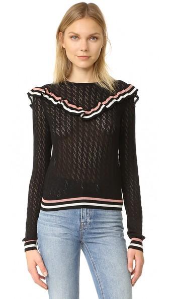 Red Valentino Ruffle Overlay Sweater