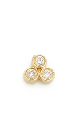 Ef Collection Diamond Trio Bezel Single Stud Earring