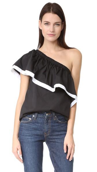 Milly Poplin One Shoulder Top