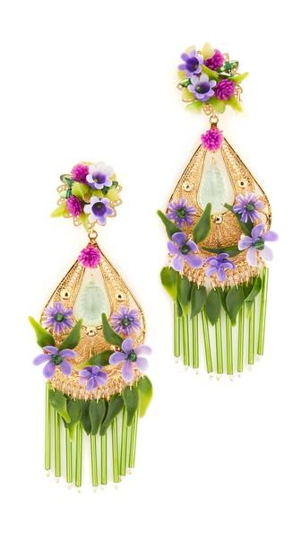 Mercedes Salazar Artes Fiesta Flor Morado Clip On Earrings
