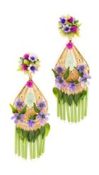 Mercedes Salazar Artes Fiesta Flor Morado Clip On Earrings