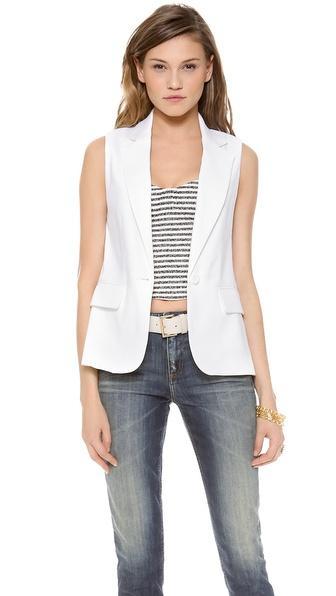 Alice + Olivia Lorelei Single Button Vest - White
