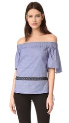 Prabal Gurung Off Shoulder Tiered Ruffle Blouse