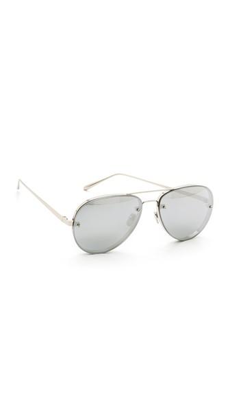 Linda Farrow Luxe White Gold Mirrored Aviators