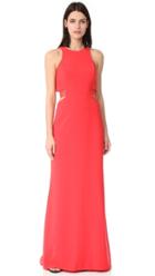 Halston Heritage Round Neck Gown With Back Cutout