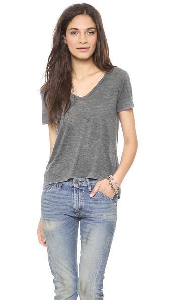 Enza Costa Reverse Hi-lo Top - Heather Grey