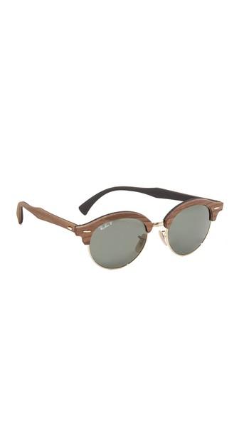 Ray Ban Polar Round Wood Sunglasses
