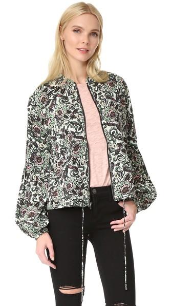 Free People Soft Printed Balloon Sleeve Jacket