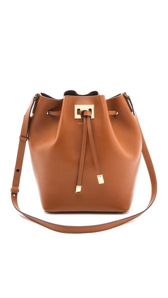 Michael Kors Collection Drawstring Bucket Bag - Luggage