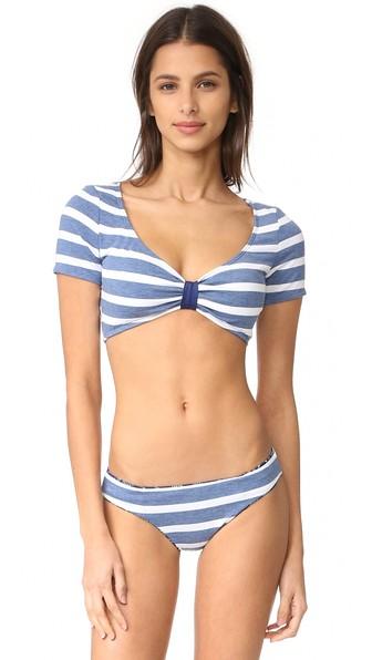 Splendid Chambray Stripe Crop Top