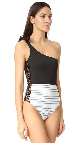 Fleur Du Mal Lace Insert Suspender Swimsuit