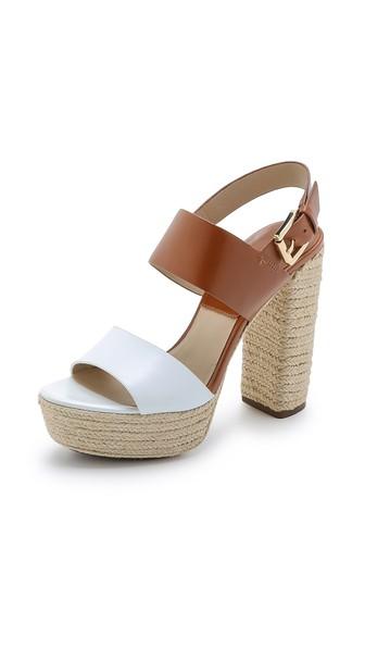 Michael Kors Collection Summer Platform Espadrille Sandals - Optic White/luggage